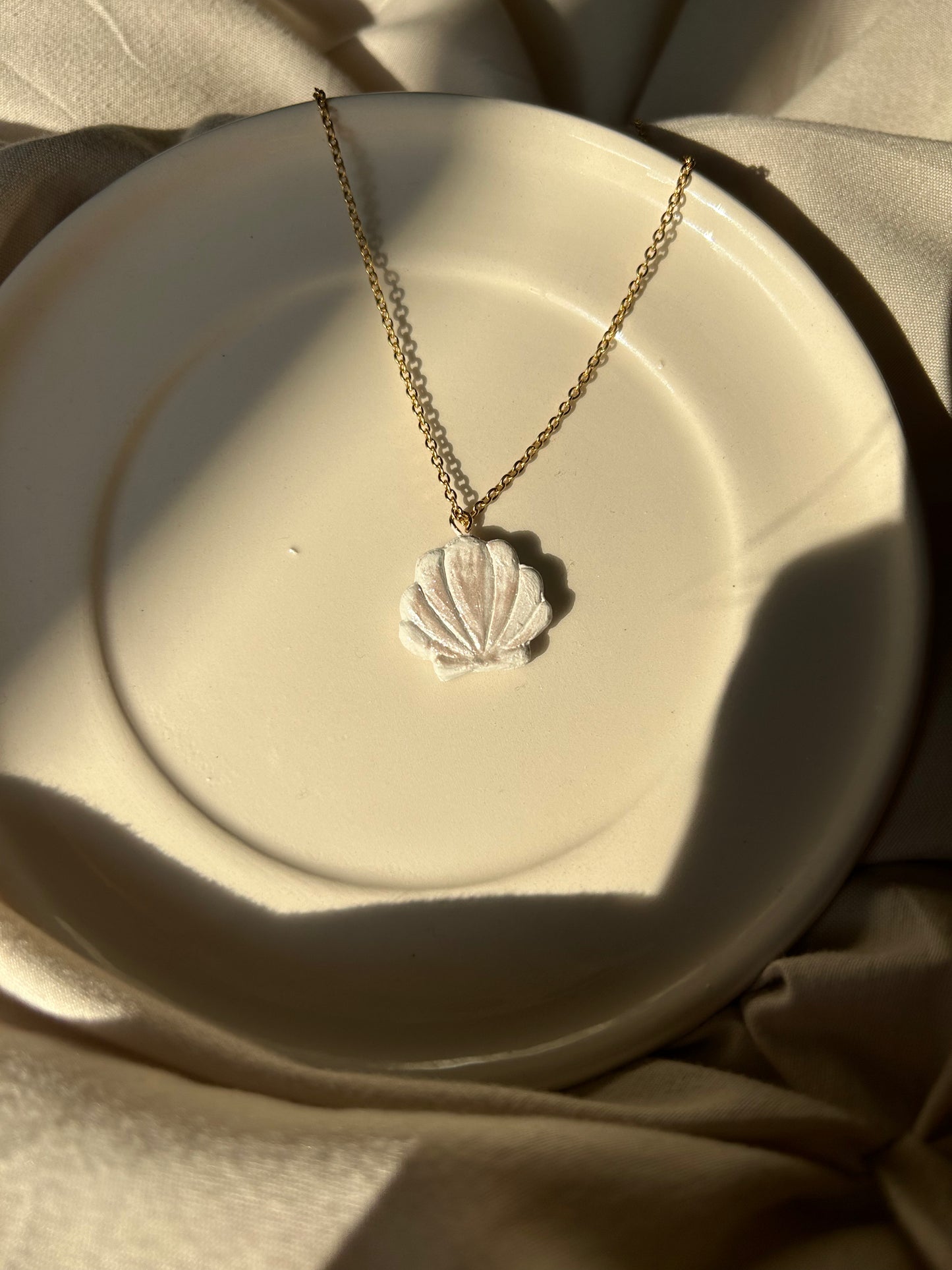 Pearl White Chrome Clay Necklace